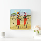 ケニヤのアニメーションの女性 スクエア壁時計 (ホーム)