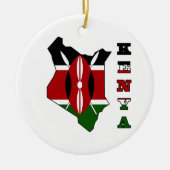 ケニヤの地図の旗 セラミックオーナメント (正面)