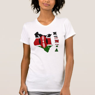 ケニヤの地図の旗 Tシャツ