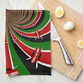 ケニヤ鮮やかヴィジョン:ケニア国旗のミラーアート キッチンタオル (四つ折り)