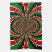 ケニヤ鮮やかヴィジョン:ケニア国旗のミラーアート キッチンタオル (縦)