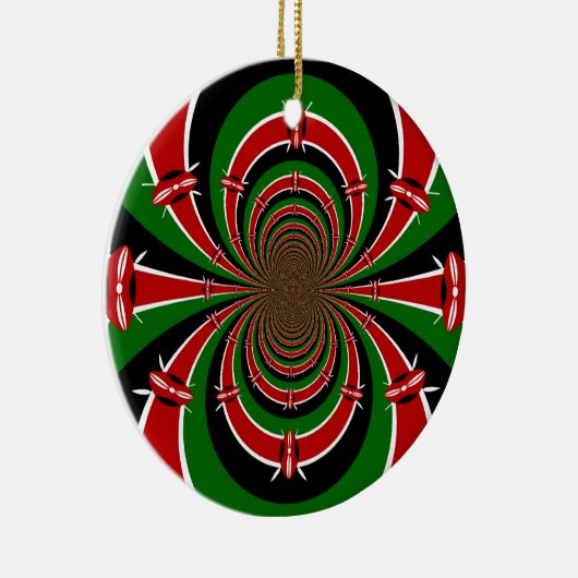 ケニヤ鮮やかヴィジョン:ケニア国旗のミラーアート セラミックオーナメント (右)