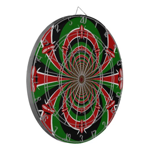 ケニヤ鮮やかヴィジョン:ケニア国旗のミラーアート ダーツボード (正面左)