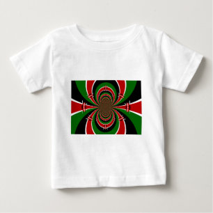 ケニヤ鮮やかヴィジョン:ケニア国旗のミラーアート ベビーTシャツ