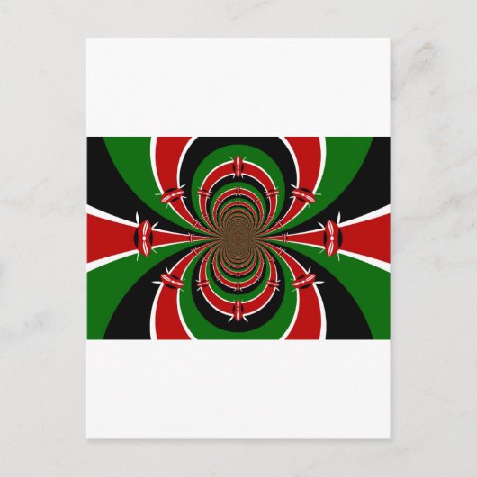 ケニヤ鮮やかヴィジョン:ケニア国旗のミラーアート ポストカード (正面)