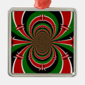 ケニヤ鮮やかヴィジョン:ケニア国旗のミラーアート メタルオーナメント (正面)