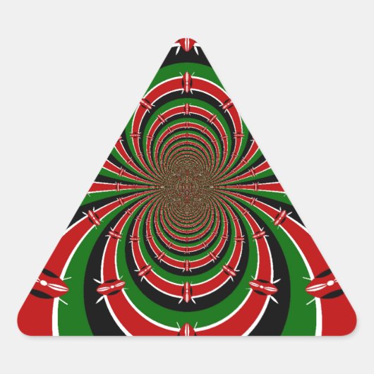 ケニヤ鮮やかヴィジョン:ケニア国旗のミラーアート 三角形シール (正面)