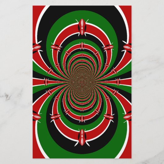 ケニヤ鮮やかヴィジョン:ケニア国旗のミラーアート 便箋 (正面)