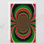 ケニヤ鮮やかヴィジョン:ケニア国旗のミラーアート 便箋 (正面/裏面)