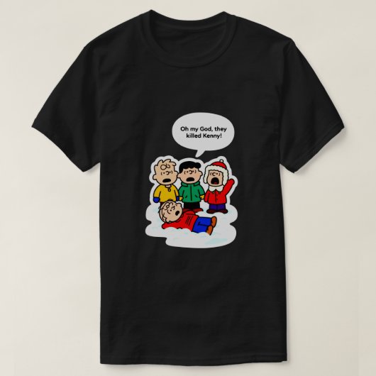 ケニーが死んだ!面白い漫画のマッシュアップ Tシャツ (デザイン正面)
