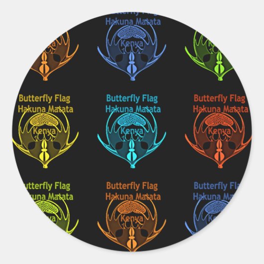 ケニ素晴らしアンバタフライ国旗のタイポグラフィエレガント ラウンドシール (正面)