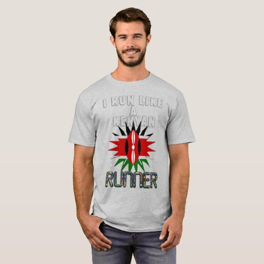 ケニ走ヤのランナーのトップ感動的ティーが好き Tシャツ (正面フル)