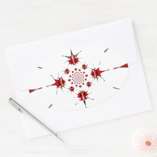 ケニ鮮やかニアシールド国旗の万華鏡のように千変万化するパターン 楕円形シール (封筒)