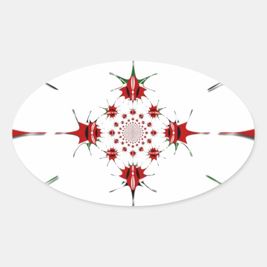ケニ鮮やかニアシールド国旗の万華鏡のように千変万化するパターン 楕円形シール (正面)
