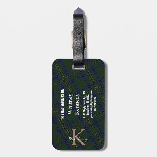 ケネディエレガントークランタータンチェックモノグラムの ラゲッジタグ (裏面縦)