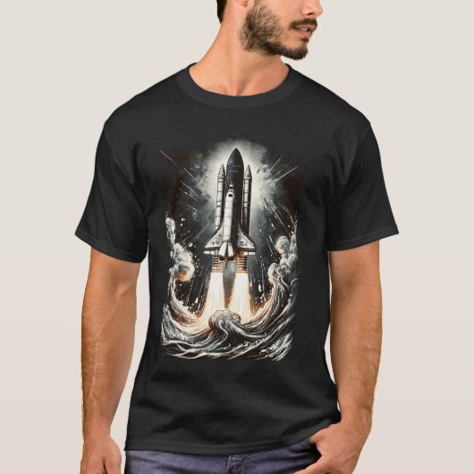 ケネディ宇宙センターのビンテージスペースシャトル打ち上げ Tシャツ (正面)