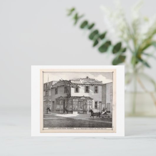 ケネディ薬局、NJ1878年5月ケープヴィンテージ ポストカード (スタンド正面)
