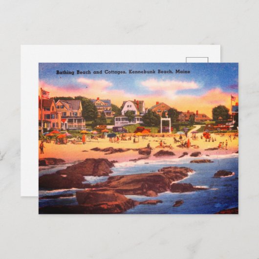 ケネバンクビーチ、メインヴィンテージコテージ写真 ポストカード (正面/裏面)