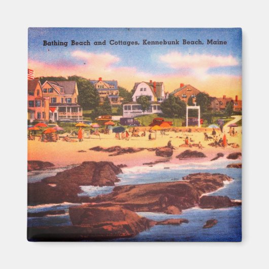 ケネバンクビーチ、メインヴィンテージコテージ写真 マグネット (正面)