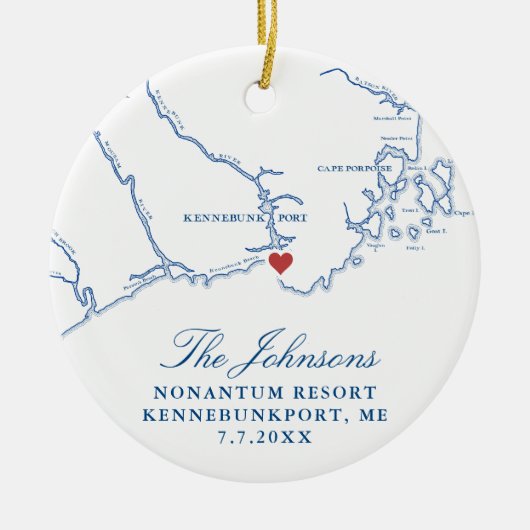 ケネバンクポートメイン結婚マップの写真クリスマス セラミックオーナメント (正面)