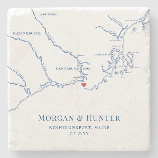 ケネバンクポートメイン行き先結婚式の好意 ストーンコースター (正面)