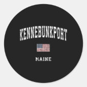 ケネバンクポートメーンメアメアメリカン国旗のスポーツ ラウンドシール (正面)
