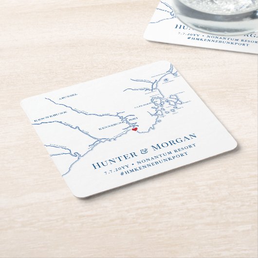 ケネバンクポートメ結婚インの歓迎パーティー スクエアペーパーコースター (アングル)