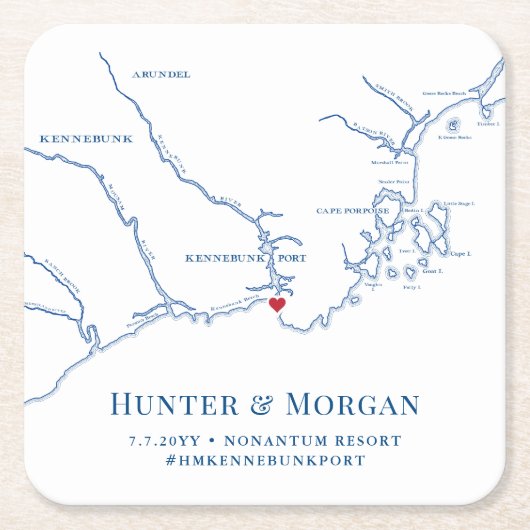 ケネバンクポートメ結婚インの歓迎パーティー スクエアペーパーコースター (正面)