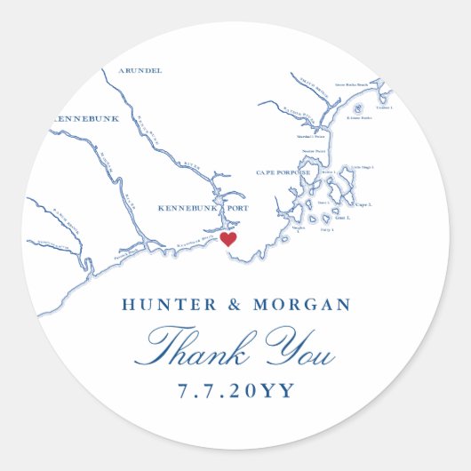 ケネブンクポートメーンマップネイビー結婚式の引き出物 ラウンドシール (正面)