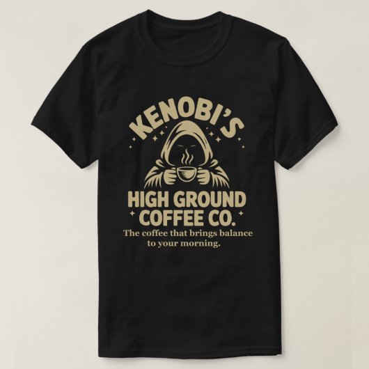 ケノービ・ハイグラウンドコーヒー ジェダイ Tシャツ (デザイン正面)