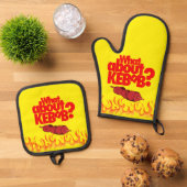 ケバブは？串に刺した肉 鍋つかみ&鍋敷きセット (トップダウン)