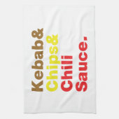 ケバブ&チップス&チリソース。 キッチンタオル (縦)