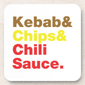 ケバブ&チップス&チリソース。 コースター (正面)