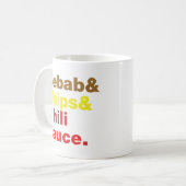 ケバブ&チップス&チリソース。 コーヒーマグカップ (正面左)