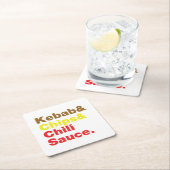 ケバブ&チップス&チリソース。 スクエアペーパーコースター (インサイチュ)