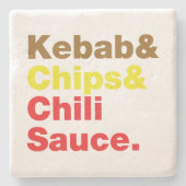ケバブ&チップス&チリソース。 ストーンコースター (正面)