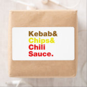 ケバブ&チップス&チリソース。 ラベル (インサイチュ)