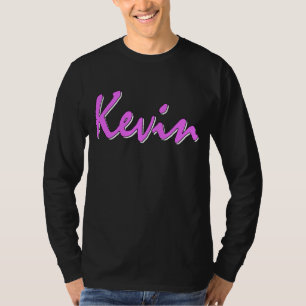 ケビンのピンクのロゴの長袖 Tシャツ