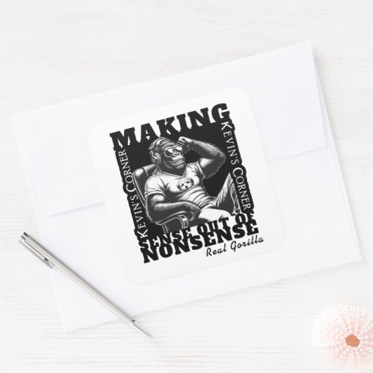 ケビンの政治評論ゴリラ実在 スクエアシール (封筒)