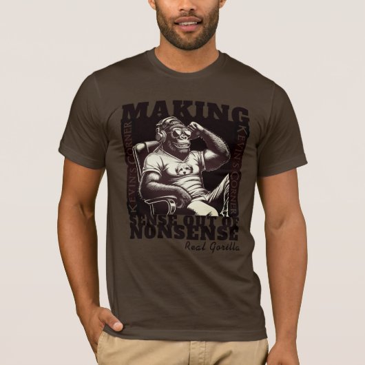 ケビンの政治評論ゴリラ実在 Tシャツ (正面)