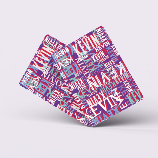 ケビン名前をカスタムするモダン繰り返し紫色 トランプ