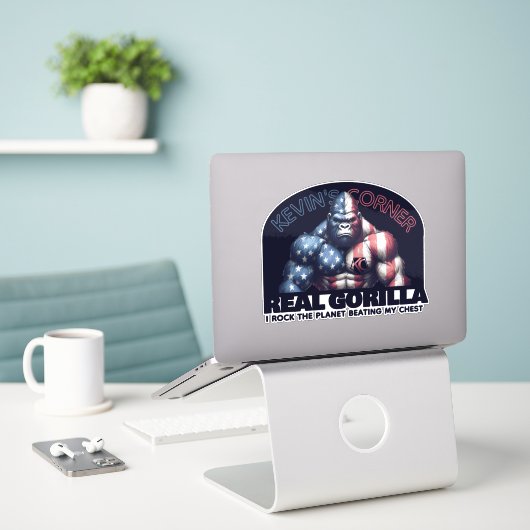 ケビン実在ズ・コーナーGORILLA i Rock the Planet シール (デスク上のノートパソコン)