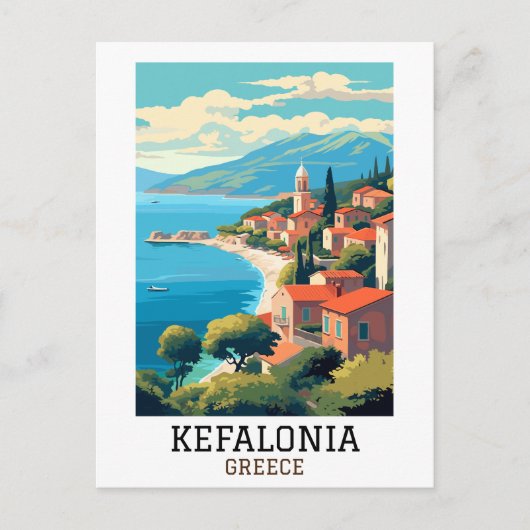 ケファロニアギリシャレトロヴィンテージトラベル ポストカード (正面)