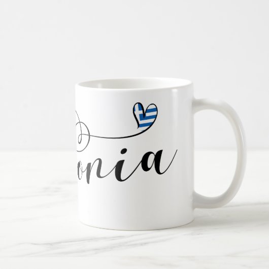 ケファロニアハート国旗、セファロニア、ギリシャ諸島 コーヒーマグカップ (右)