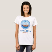 ケファロニア、ギリシャ ギリシャ船デザインの女性用 Tシャツ (正面フル)