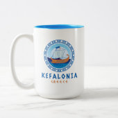 ケファロニア、ギリシャ・ギリシャ船デザイン ツートーンマグカップ (左)