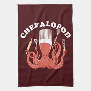ケファロポッド Octopus Chef おもしろい Pun キッチンタオル