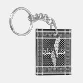 ケフィイェパレスティナパタンホワイト キーホルダー (正面左)