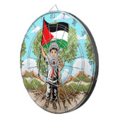 ケフィエ・パレスチナ国旗とオリーブの木を持つ子供 ダーツボード (正面右)