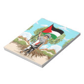 ケフィエ・パレスチナ国旗とオリーブの木を持つ子供 ノートパッド (回転)